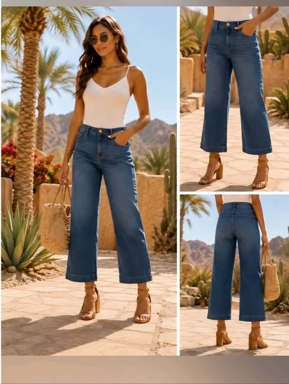 Nicole Miller Nomad Super High Rise Wide Leg Jeans Women's Size 6 Buttonfly